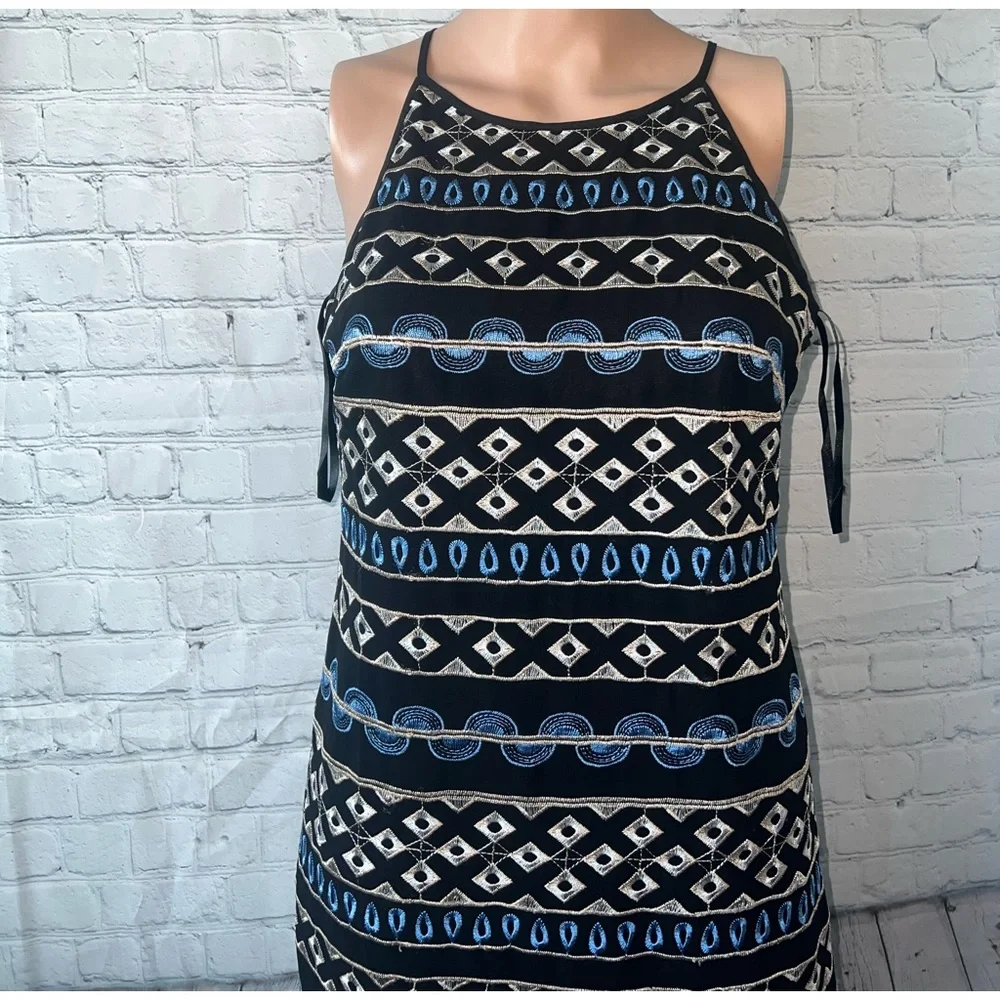 white house black market dark blue & white sleeveless dress size 00 - Picture 2 of 10